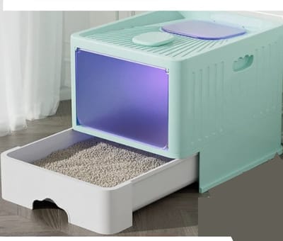 Linkforu - Kattenbak - Gesloten - UV Desinfectie - Geurarm - Lade Systeem - Ruim Design - Makkelijk Schoonmaken - 48x38x37cmL