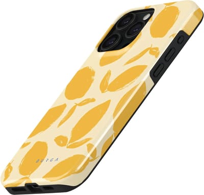 Burga, MagSafe hoesje Geschikt voor Apple iPhone 15 Pro Max elegant citroentaartmotief, Geel