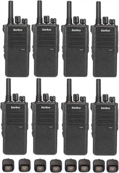 Set van 8 Inrico T522A IP66 4G LTE POC Zello Portofoon K1 2-Pins