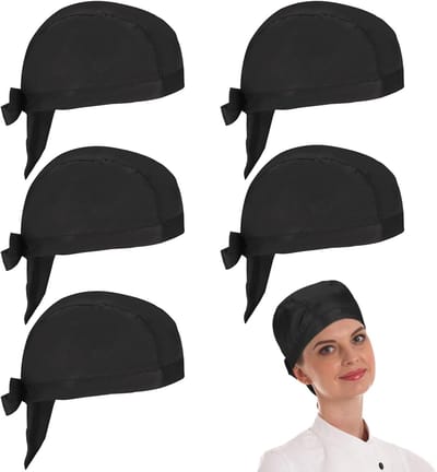 Verstelbare Zwarte Kookhoed en Bandana - Unisex Chef Hoofddeksel van Katoen en Polyester, Ideaal voor Koken en Bakken, Maat L