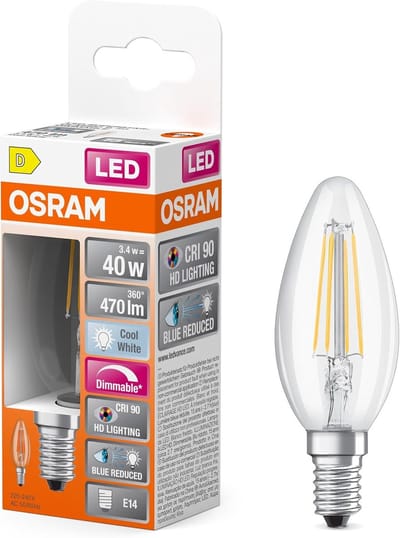 Osram E14 LED Kaarslamp | 3.4W 4000K 220V/240V 940 470Lm | 300° Ø35mm Dimbaar