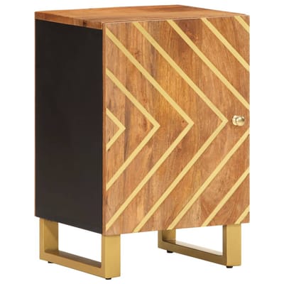 vidaXL - Badkamerkast - 38x33,5x58 - cm - massief - mangohout - bruin - en - zwart