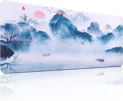 Extra Large Gaming Mouse Pad 800 x 300mm - Blauw Bureau Mat met Inkttekening, Waterdicht en Antislip Rubber, Ideaal voor Kantoor en Thuisgebruik