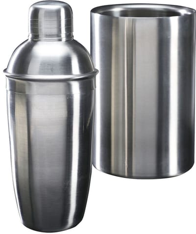 Cookinglife Barset RVS 2-Delig - Cocktailshaker & Wijnkoeler - Bar Set - RVS Zilver - Vaatwasserbestendig - 2 Stuks
