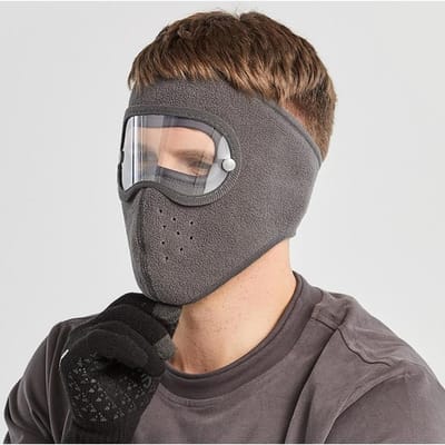 Winter Warm Motorfiets Gezichtsmasker Stofdicht Winddicht Volledige Gezichtsbedekking Hoed Nek Helm Skimasker Bril Capuchonhoes grijze kleur