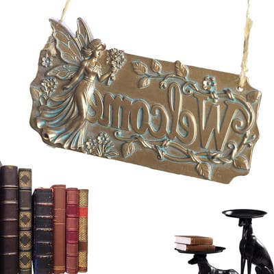 Welkom deurbord - Wanddecoratie Hars - Huis Verwelkomen - Feeënontwerp - 20 x 11 cm - Koper