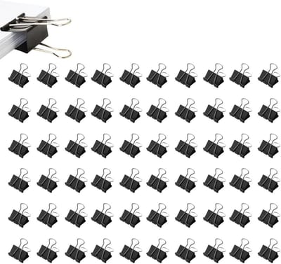 SnelShoppen - Pack van 60 Zwarte Document Clips - Metalen Vouwclips 32mm Dubbele Klemmen voor Notities, Kantoor, School en Thuisgebruik