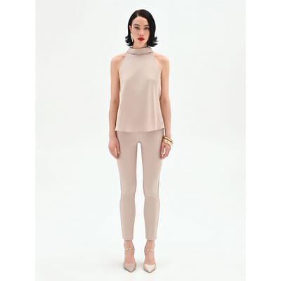 top handed vrouw coltneck beige