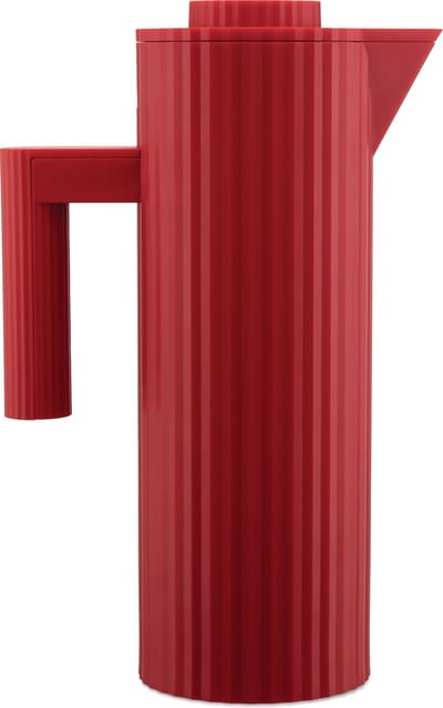 Alessi Thermoskan Plissé – Rood – 1 Liter – Ontworpen door Michele de Lucchi – MDL12 R – Stijlvol en Functioneel – Ideaal voor Koffie en Thee