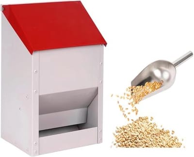 Automatische kippenvoederbak 4,5 kg - Weerbestendig, Geen Afval, Met Deksel & Schep - Perfect voor Buiten