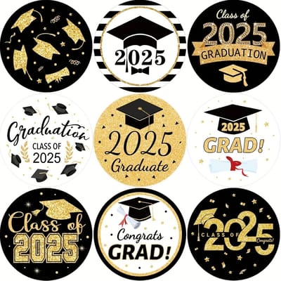 500 Autocollants Par Rouleau pour la Saison des Remises de Diplômes, Présentant des Étiquettes Autocollantes Rondes Non Séchantes pour les Toques et les Événements de Célébration.