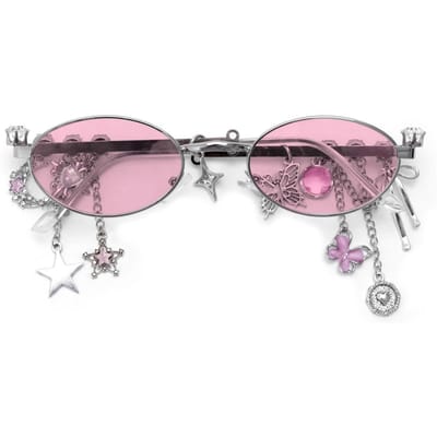 Lunettes Lolita Y2K Fille Douce Cool Épicée Tendance Étoile Diamant Petit Cadre de Lunettes Cadre Lunettes Elliptiques Lunettes COS Accessoires Cosplay