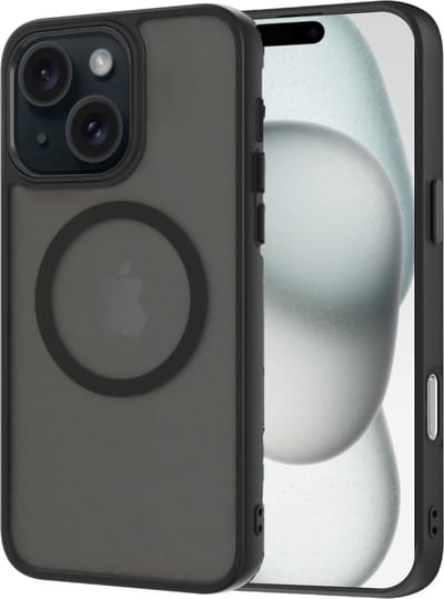 Hoesje geschikt voor Apple iPhone 15 - Geschikt voor Magsafe - Shock Proof Case – Mat Zwart