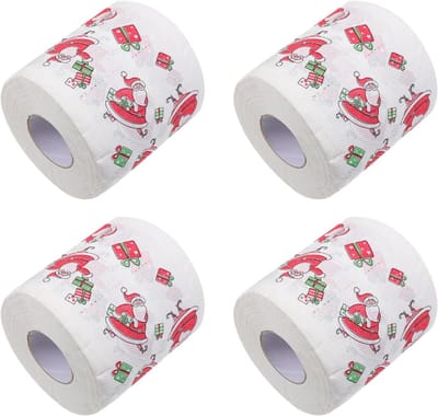 Kerst Toilettenpapier - Feestelijke Tissues - Kerstdecoratie - Dubbellaags - 4 Rollen - Wit
