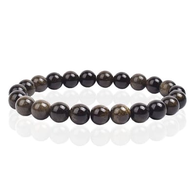 Natuursteen Armband met 8mm Kralen Memphis - Gold Obsidian