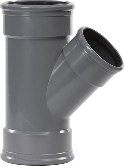 T-stuk 87° PVC-U 250 mm x 200 mm x 250 mm SN4 manchet grijs KOMO/BENOR