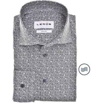 Ledûb overhemd modern print blauw