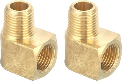 Messing Pijpconnector 90 Graden Hoekstuk 1/8" NPT Slangconnector voor Gas, Lucht en Olie - 2 Stuks