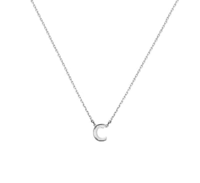YO&NO - Ketting -  Zilver - Anker -  Letter C -  1,1 mm -  41 + 4 cm - Sieraden vrouw - Gerhodineerd - Zilver 925