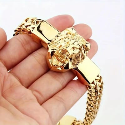 Heren RVS Leeuwenkop Armband Accessoires Mode Bedelarmband Heren Gouden Armband Luxe Heren Cadeau Rock Stijl goud