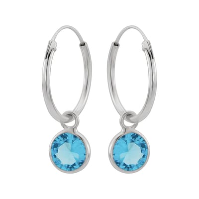 WeLoveSilver - zilveren oorringen - 925 zilver - aqua marine zirkonia