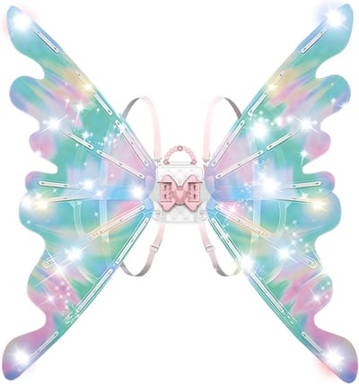 Witte Vlinder Vleugels voor Kinderen met LED Licht en Muziek, Perfect voor Verjaardagen, Halloween en Carnaval, Magische Feestdecoratie voor Meisjes