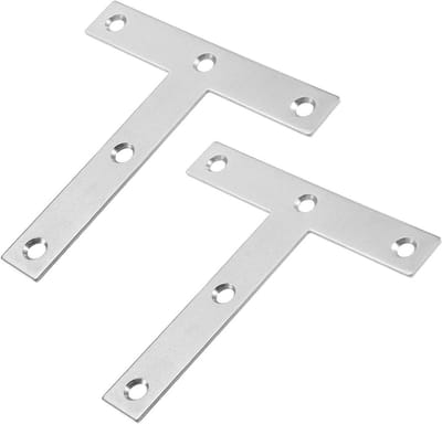 Bevestigingsplaten - Reparatiebeugels - Houtverbindingen Versterken - Roestvrij staal - 120x120mm - Zilver