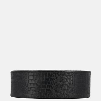 Chamada Fleur leren opbergbox ovaal croco large black