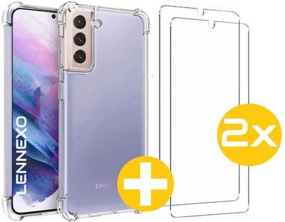 Hoesje en Screenprotector Combi Geschikt Voor Samsung S21 - Anti Shock Hoesje + 2x Screenprotector