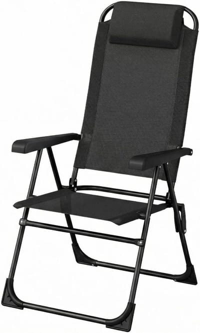 Tuinstoel Klapstoel - Outdoor Stoel - Ontspannen Buiten - 5-voudig Verstelbaar - 120 kg Draaglast - Zwart