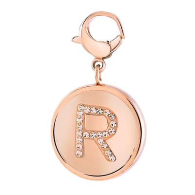 Lucardi Dames Gerecycled just.d stalen hanger roseplated letter kristal - Hanger - Staal - RosÃ©kleurig