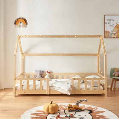 Kinderbed Sisimiut met uitvalbeveiliging 90x200 cm houtkleurig