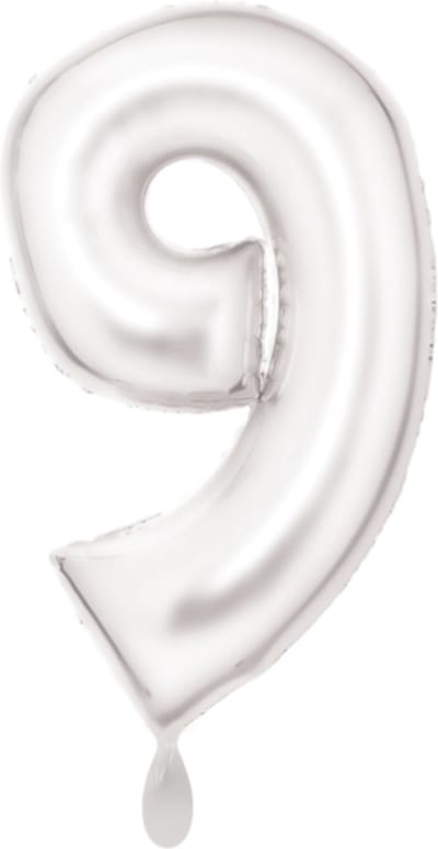 Folieballon 86cm cijfer 9 Silk White