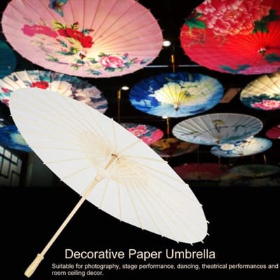 Parasol Decoratief Wit - Papieren Parasol - Bruiloft Decoratie - Fotografie Prop - Houten Rib - Romantisch en Duurzaam - Decoratieve Paraplu