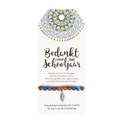 Vriendschapsarmband met sodaliet | Blauw | Bedankt voor het schooljaar