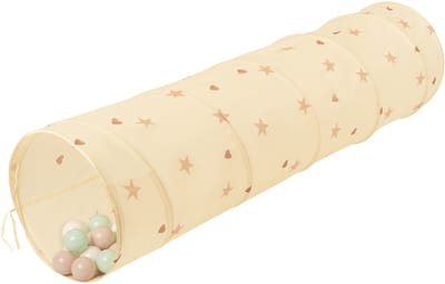 Selonis Jongens En Meisjes Speeltunnel met 100 ballen - Opvouwbare Constructie Met Metalen Strengen Draagtas - Stimuleert Kruipen Coördinatie Binnen En Buiten - Lichtbeige: Pastelbeige/Wit/Mint