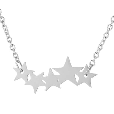 Gading® dames ketting met sterren-zilverkleurig-43cm-RVS ketting