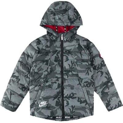 Nike Winter Jas met Rits en Capuchon met Volledige Print voor Kinderen Bovenkleding Grijs HA5143-030 M gray