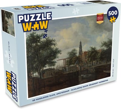 Puzzel De Haarlemse sluis, Amsterdam - schilderij door Meindert Hobbema - Legpuzzel - Puzzel 500 stukjes
