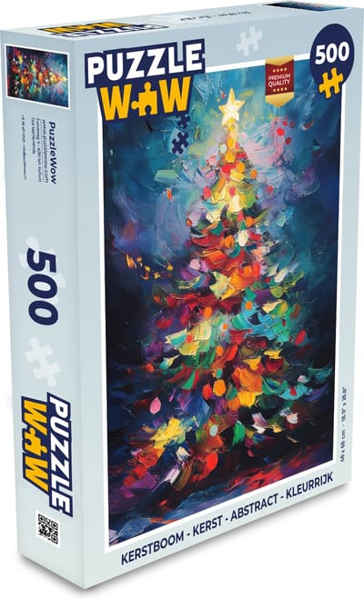 Puzzel Kerstboom - Kerst - Abstract - Kleurrijk - Legpuzzel - Puzzel 500 stukjes - Kerst - Cadeau - Kerstcadeau voor mannen, vrouwen en kinderen