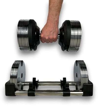 KRAKEN Verstelbare Dumbbell 32 kg Compact - Halterset Verstelbaar 3-32 kg in 1 kg Stappen - IJzeren Trainingshalter met Anti-Slip Stalen Greep - Adjustable Dumbbell via Draaimechanisme - Ruimtebesparend Compact Design - Krachttraining Thuis Gym