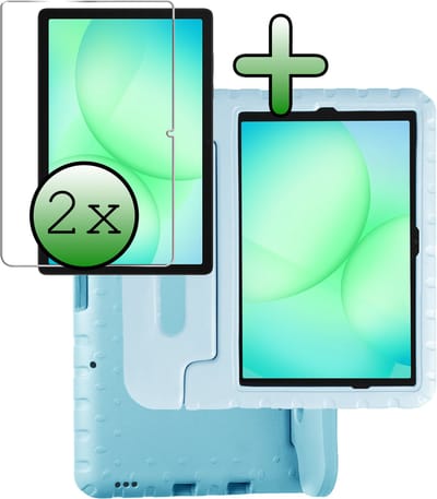 Hoesje Geschikt voor Samsung Galaxy Tab A11 Plus / A9 Plus - Met 2x Screenprotector - Kinderhoes Shockproof Bumper - Kidsproof Case - Tablet Hoes - Kinder Hoes Cover - Sky