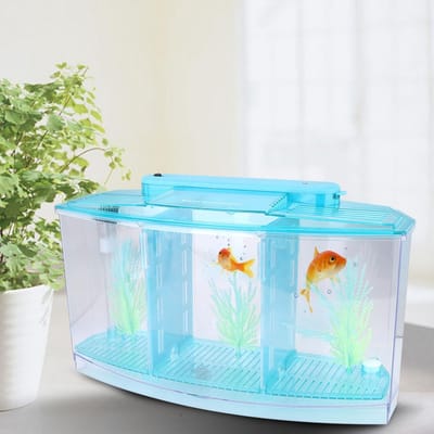 Aquarium LED en acrylique à trois compartiments pour petits poissons Type 1 white