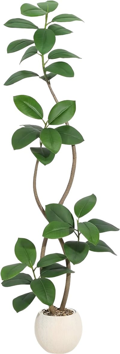 Kunstmatige Rubberboom - Voor Home & Binnen - Faux Fiddle Leaf Vijgenboom, Tropische Grote Vloerplant - Real Touch - Groen-180cm