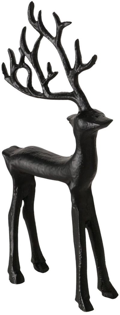 Boltze Home decoratie hert zwart metaal 9x3x20cm modern design.