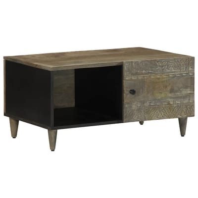vidaXL - Salontafel - 80x50x40 - cm - massief - mangohout - lichtgrijs