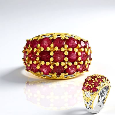 Cavill - Zilveren ring met 4,32 ct ronde geslepen Rubelieten uit Tanzania - 925 Sterling Zilver met Palladium - Elegante paarse edelstenen ring