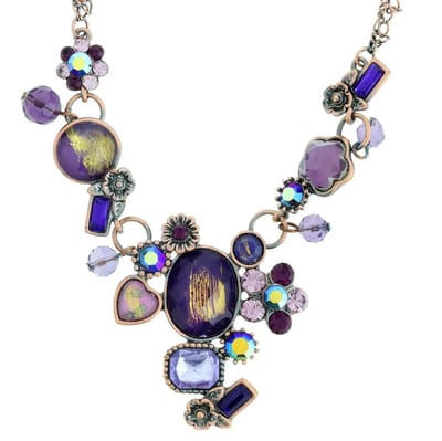 Behave - Ketting rosé goud kleur - Paarse stenen - 39 cm