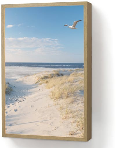 Wandlamp 40x60 cm - Oplaadbaar - Duin - Meeuw - Strand - Zee - Zon - Wandlampen binnen woonkamer - Slaapkamer lamp - Decoratieve nachtlamp - Vloerlamp draadloos
