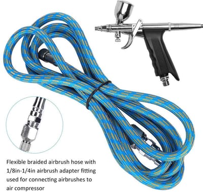Dailygoods - Airbrush-slang - Gevlochten nylon luchtslang - Flexibel en duurzaam - Blauw - Persluchtslang voor spray luchtcompressor - Geschikt voor k...